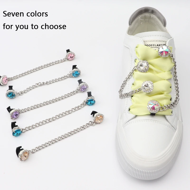 Sneakers Colorful Crystal Gemstone Decoration Shoelace Chain Shoe Buckle Clips Charms Ornaments Pendant Trend Shoes Accessories