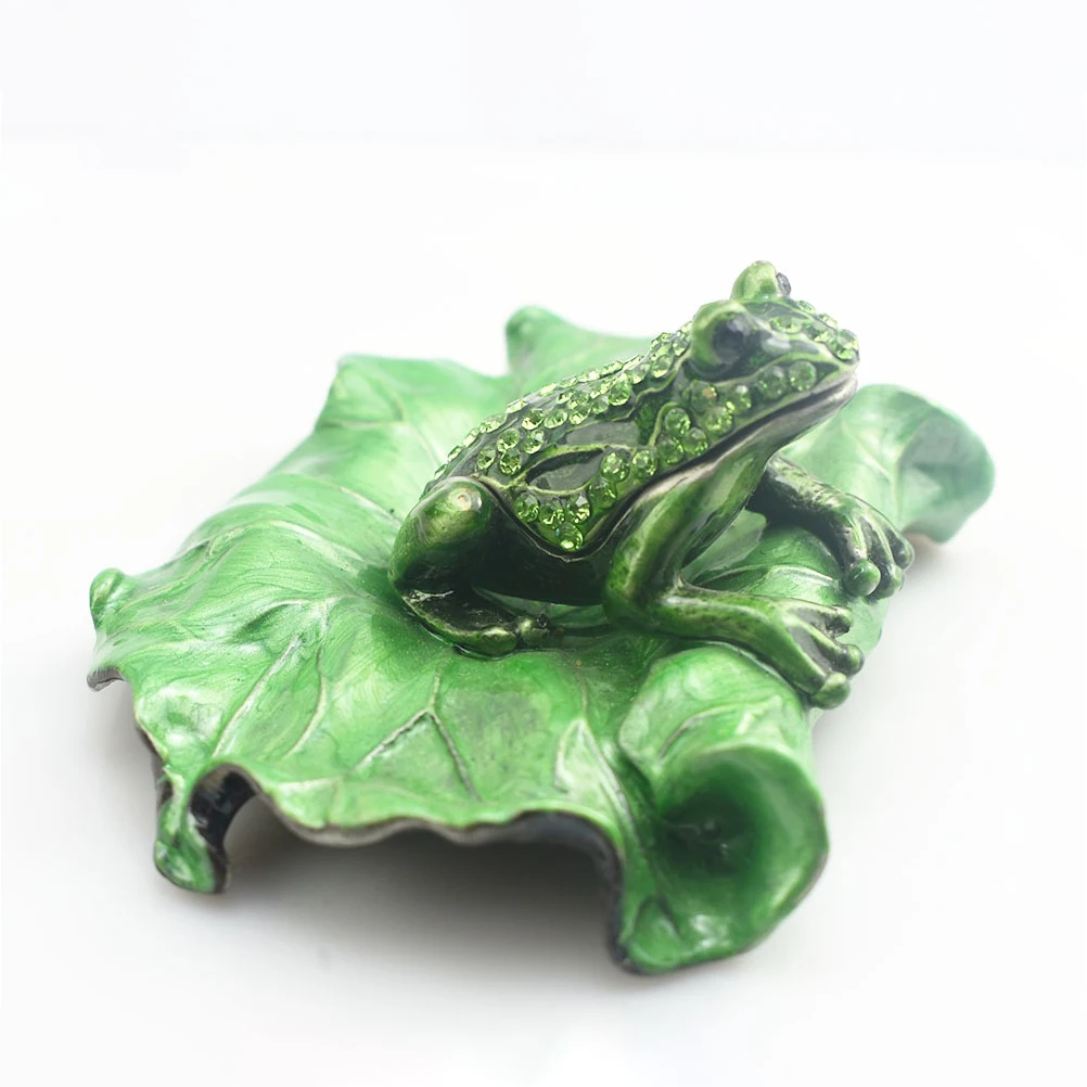 

Frog Crafts Creative Desktop Decoration Jewelry Storage Box Office nament Trinket Case Elegant Design Home Decor Gift