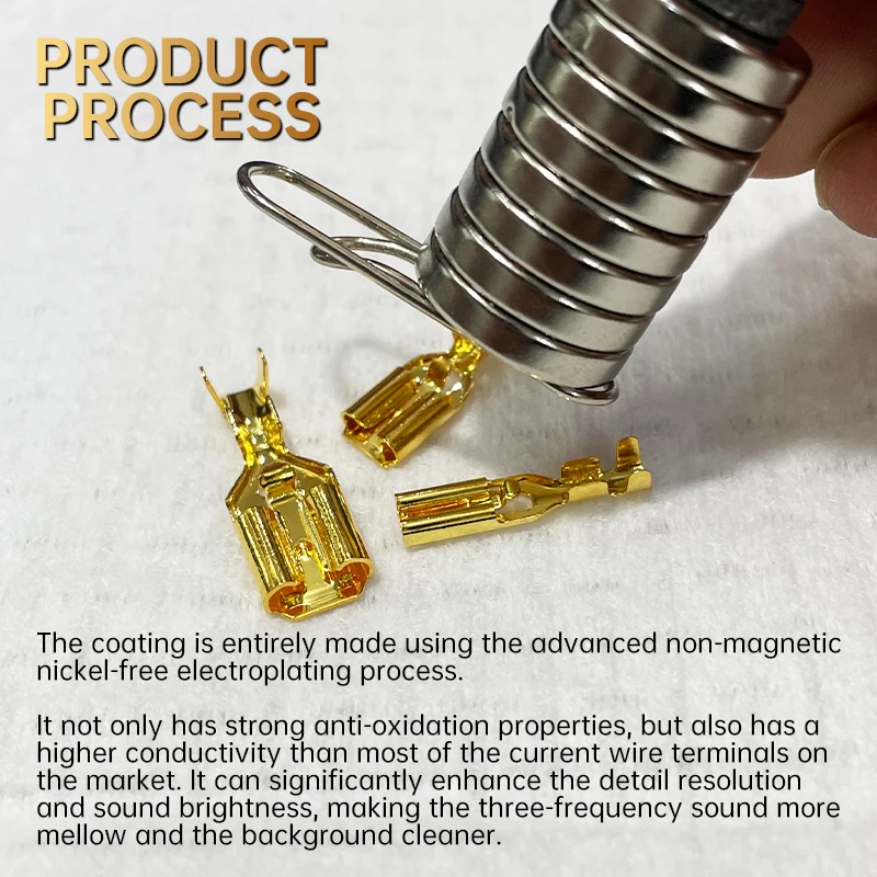 Serost Nicht-Magnetische Vergoldete Kupfer-Federklemmen 2,8mm 4,8mm 6,3mm Auto-Lautsprecher Elektrische Kabelverbinder – Detail 3
