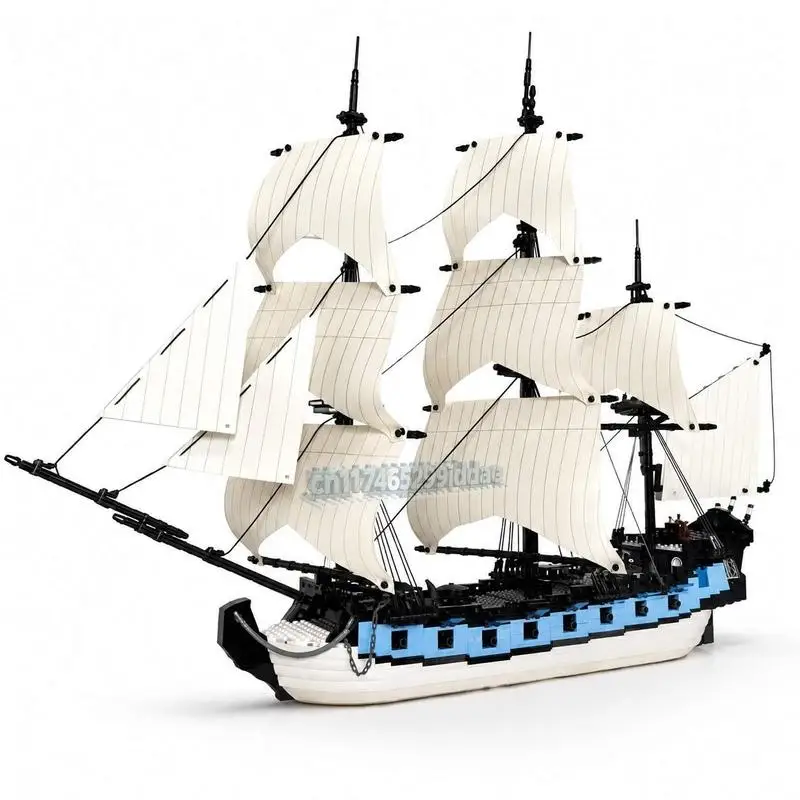 1824PCS Eullot HMS Sailing Ship Vessel Model Building Blocks Navy Pirate Ship DIY Creative Assembly Puzzle Educational Toy Gift
