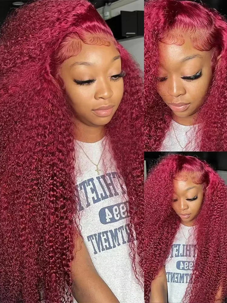 

30 40 Inch 99J Deep Wave Burgundy 13x6 HD Lace Frontal Wig Deep Water Wave 13x4 Red Remy Curly Brazilian Human Hair Wigs