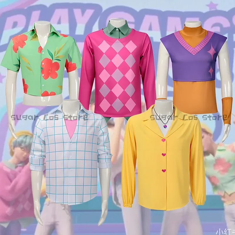 Niños Kpop cazadores de demonios Saja niños Jinu Abby bebé Romance misterio Cosplay camiseta disfraz para Bys grupo Idol juego de rol Halloween