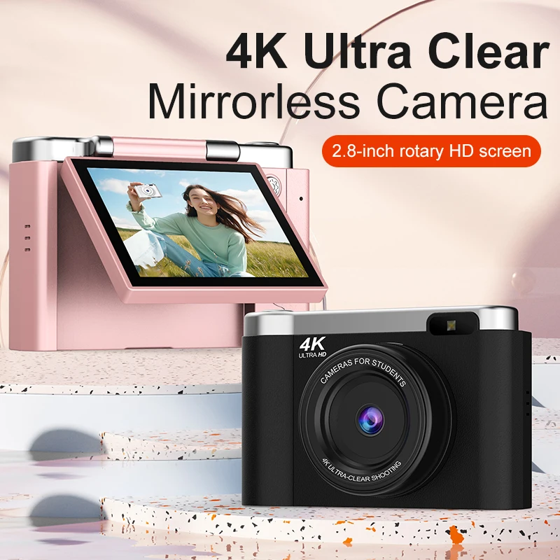 

4K Digital Photography Camera CCD 8X Zoom 4K 7500W Pixels AF Autofocus Vlog Video Recorder 180° Flip Screen Portable Cameras