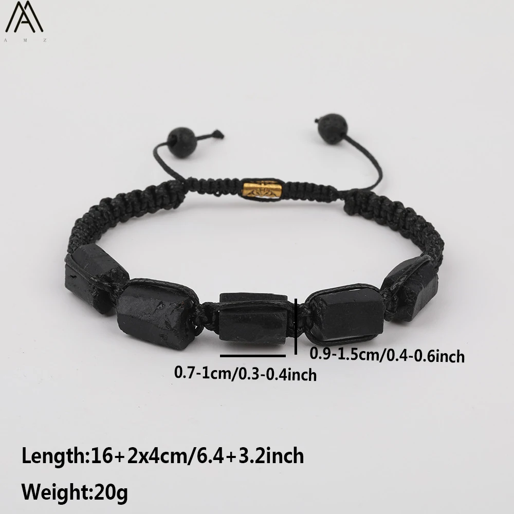 Schwarzes Turmalin-Armband Naturstein-Schmuck Personalisierte Armreifen Paar-Armbänder Herren-Armbänder Damen-Handaccessoires – Detail 31
