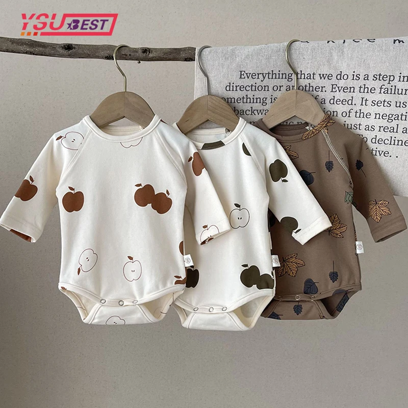 

0-3Y Newborn Baby Rompers Infant Kids Cotton Long Sleeve Cartoon Fruit Print Autumn Boy Girls Jumpsuits Baby Boys Girls Clothes