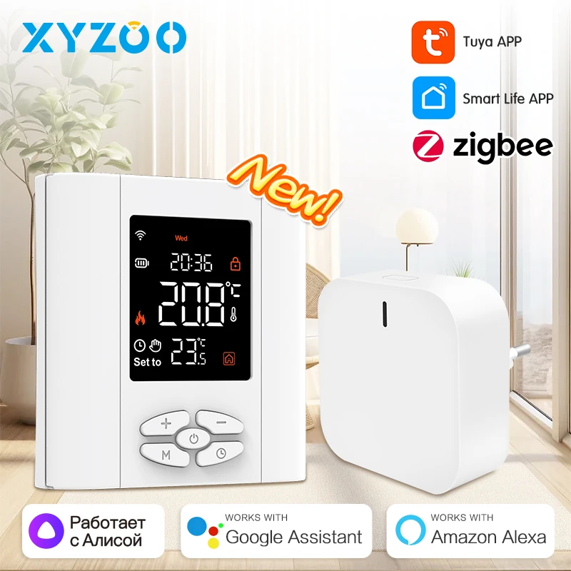 

Smart Battery Powered Thermostat Gas Boiler Zigbee Tuya Wifi Floor Heating Smart Temperature Regulator with Alice/Alexa/Google