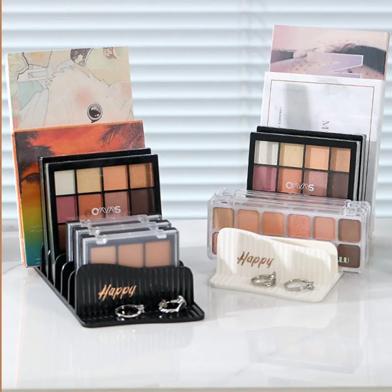 Plastic Makeup Eyeshadow Palette Organizer 6-Section Makeup Organizer Multi-Function Cosmetic Storage Rack with Eye Shadow Tray