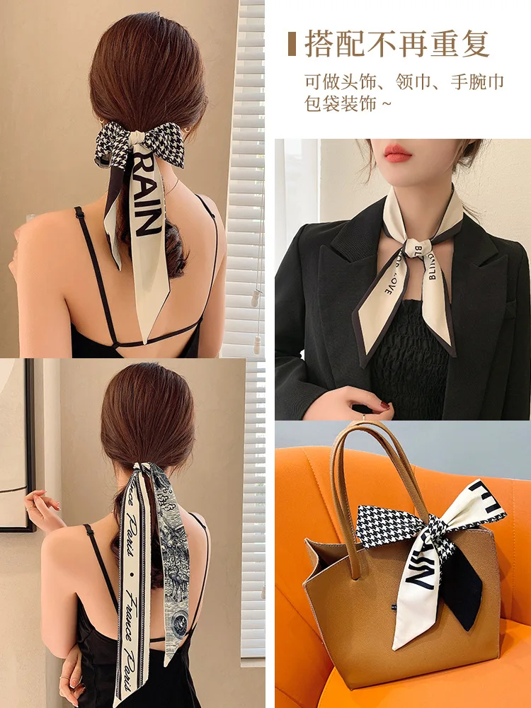 Silk Scarf Hair Band Hair Tie Thin French Headband Ribbon Ribbon Elegant Graceful Headdress