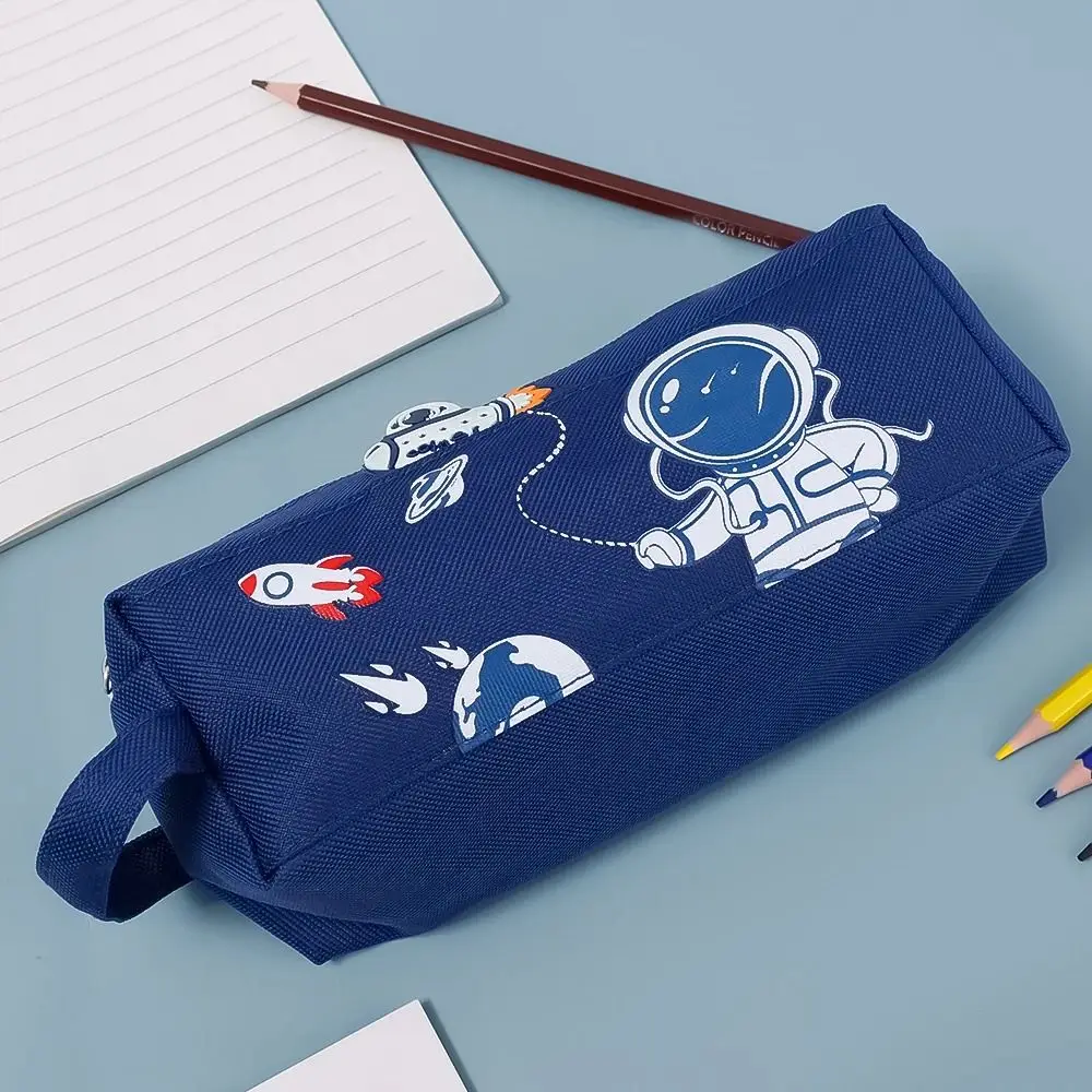 Imagem -06 - Cute Cartoon Space Astronaut Pencil Case Bolsa de Papelaria Portátil Bolsa de Armazenamento de Grande Capacidade