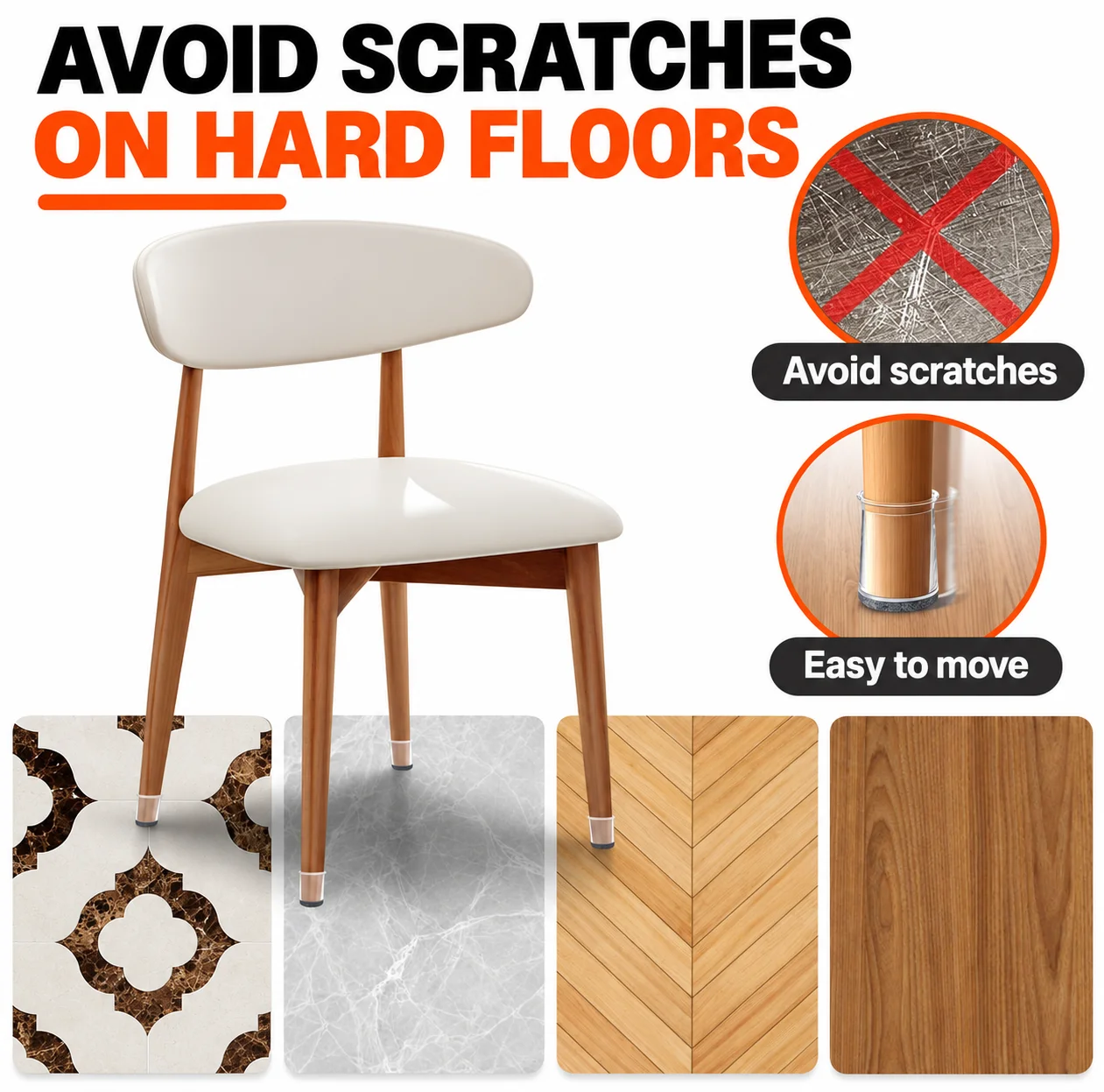 16Pcs Silicone Chair Leg Floor Protectors Hardwood Floor Savers Non-Slip Furniture Leg Caps for Chairs Tables
