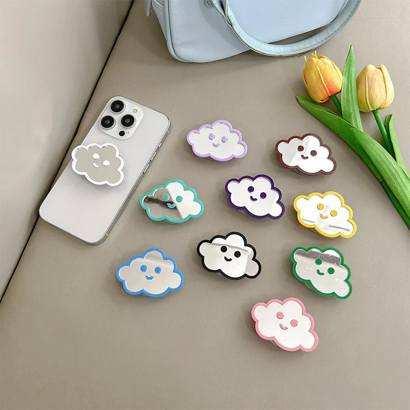 

Cloud Mirror Mobile Phone Folding Grip Holder Socket Pocket Support For IPhone 14 15 Ring Griptok Expanding Stand Holder