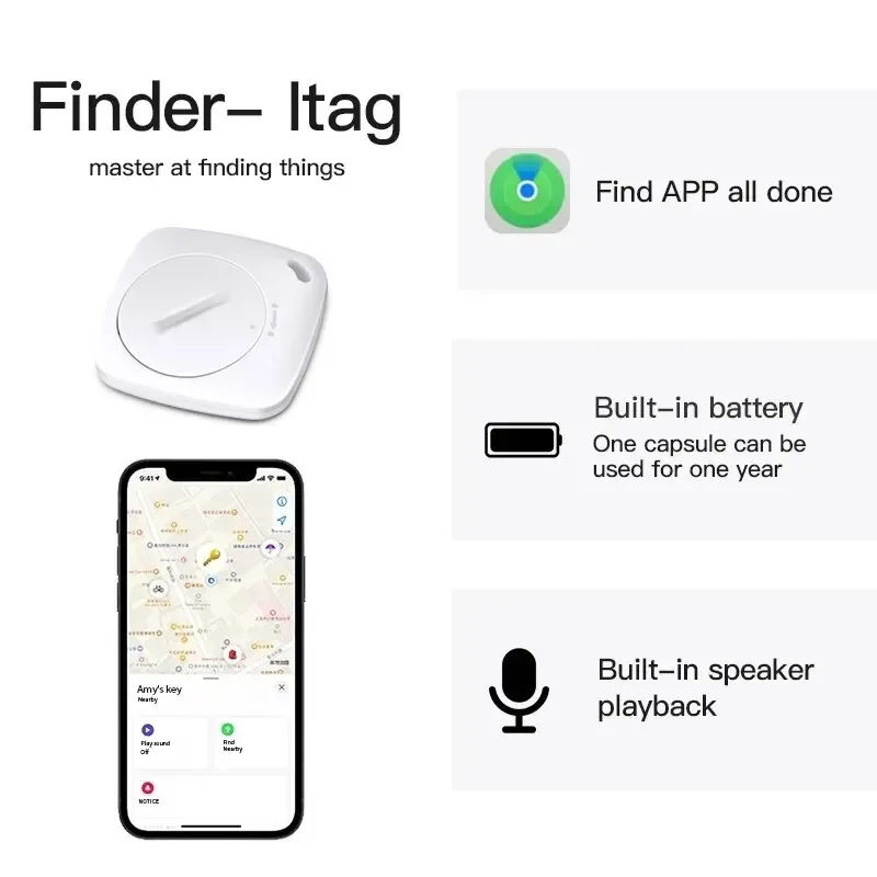 Piccolo GPS Posizionamento globale Mini Smart Tracker Bluetooth Smart Tag Trova bambini Sistema Apple IOS Ricerca tracker per auto per animali domestici