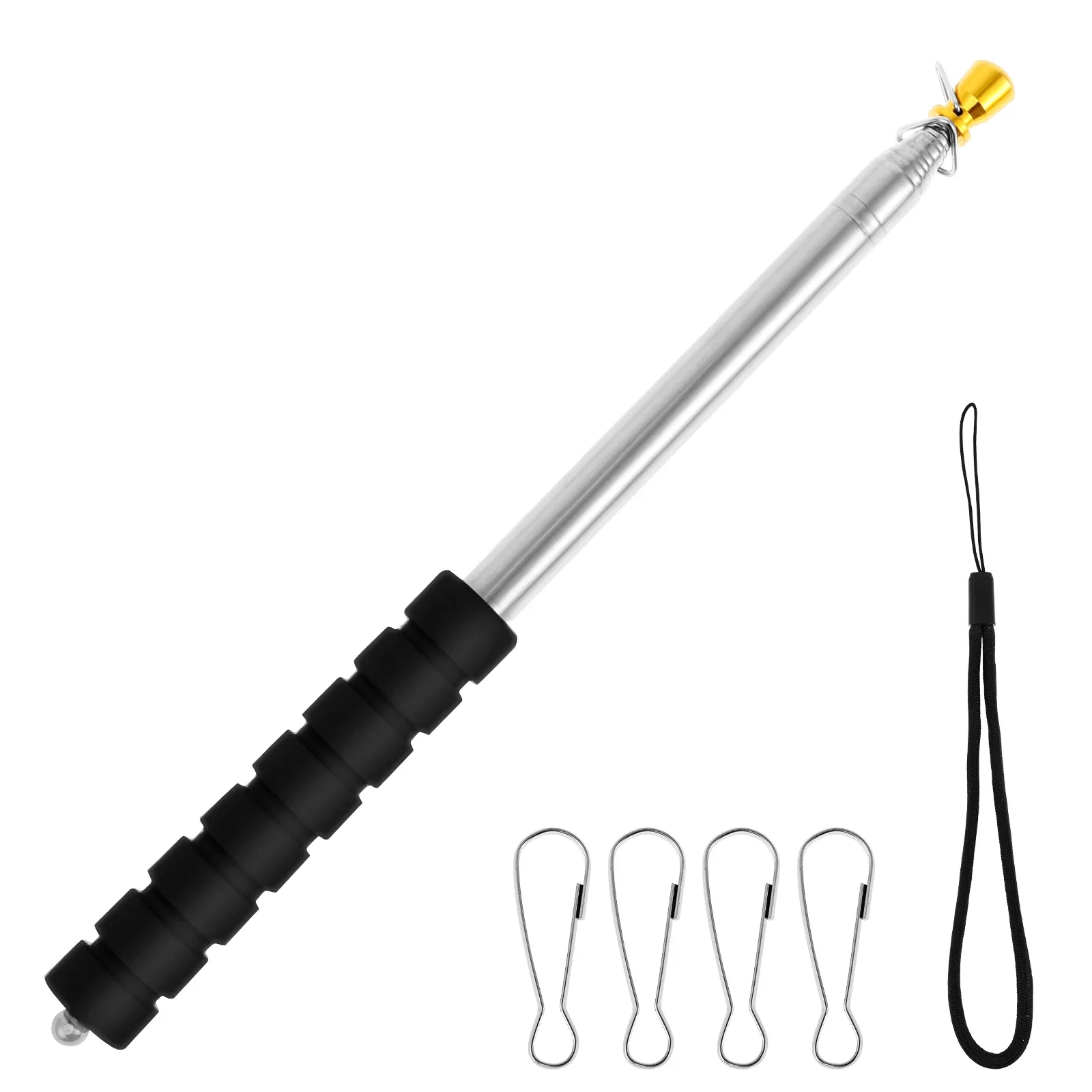 2.5M Telescopic Handheld Flagpole Tour Guide Flag Pole Stainless Steel Extendable Garden Banner Teachers Pointer Flag Pole