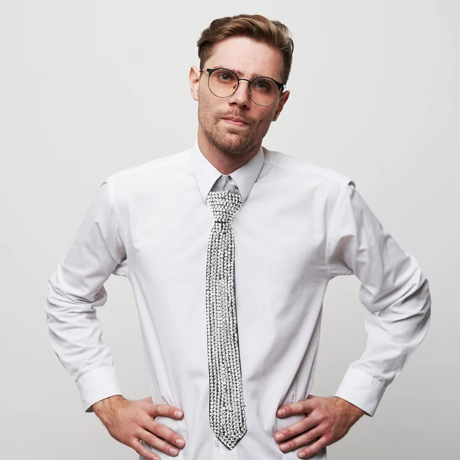 Gravata de strass geométrica textura de metal retro espumante gravata vintage cosplay formal casual acessórios de roupa