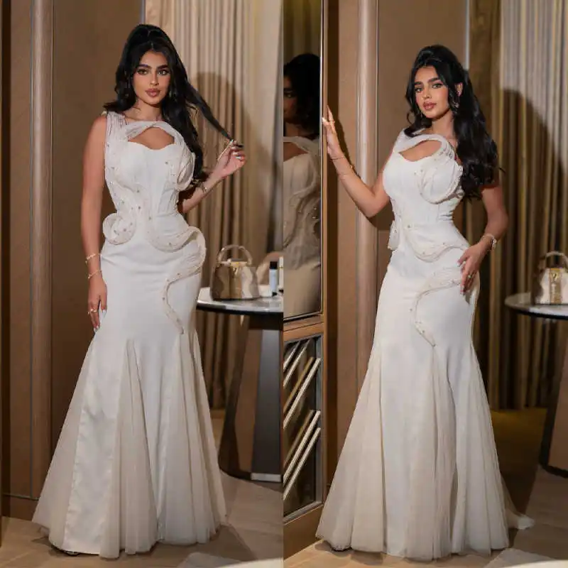 موضة حورية البحر فستان حفلات بكتف واحد فستان سهرة من الساتان ثلاثية الأبعاد-الدانتيل للحفلات الراقصة فستان مثير زي العرائس رداء De Mariée مخصص