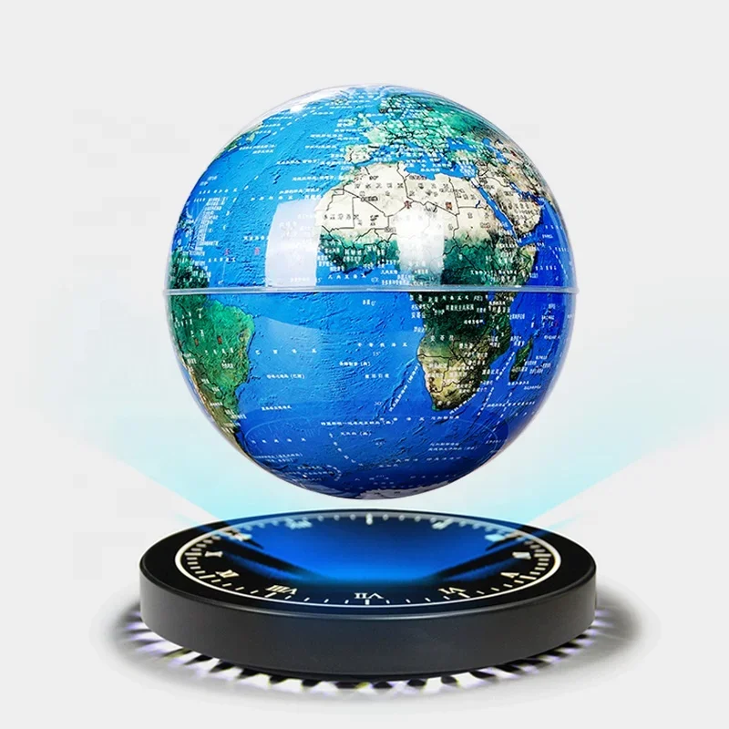 Globe Education Supplies Teaching Resources Geography 6 inch 14cm white and RGB LED lights Rotating Magnetic Levitating Globe