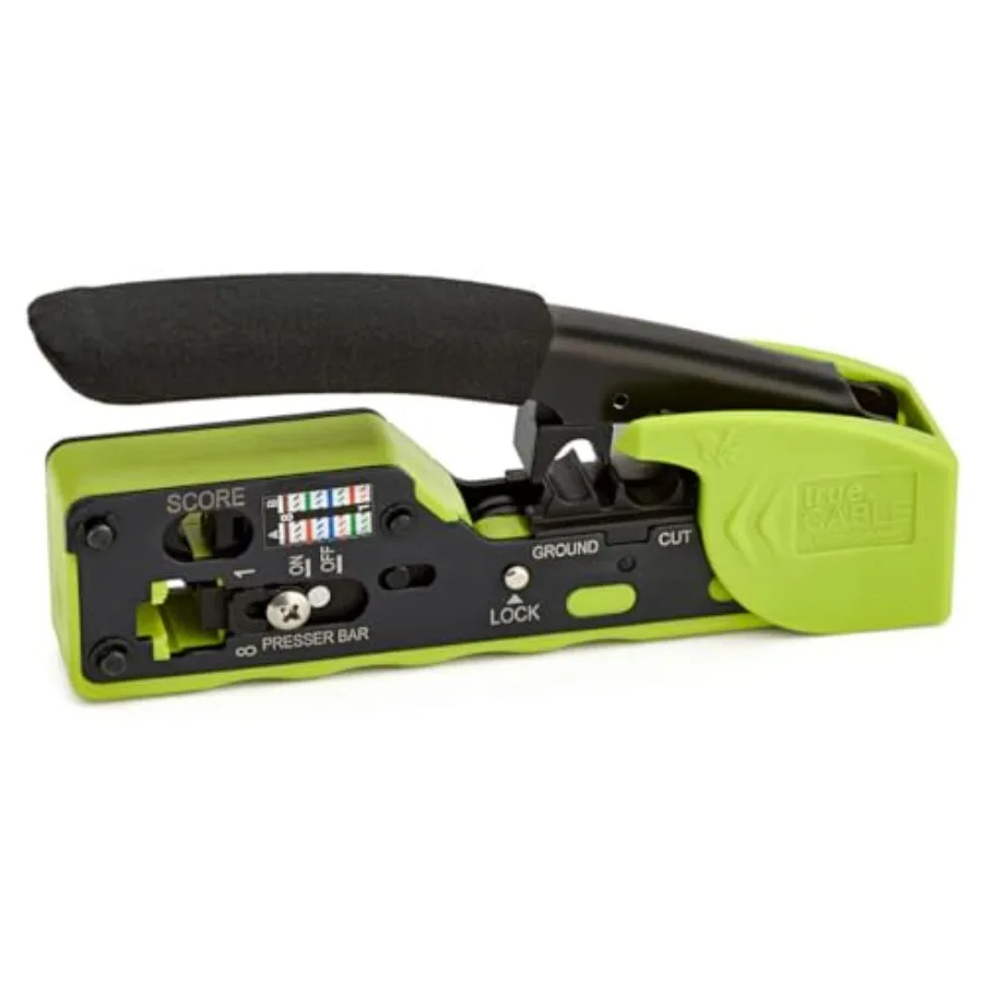 

trueCABLE Crimp Tool for Pass Through RJ45 All-in-One Ethernet Tool: Crimp Cut Score - Works with Cat5e Cat6 Cat6A Shielded and