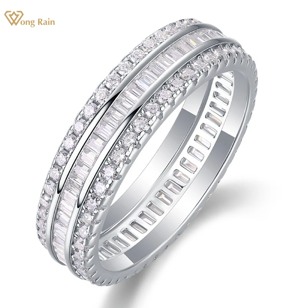 Wong Rain 100% 925 Sterling Silver 3EX VVS1 D Color Real Moissanite Diamond Sparkling Couple Rings Fine Jewelry Wedding Band