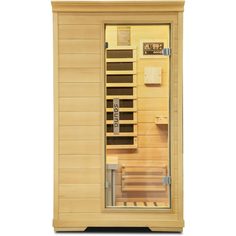 Sauna,Home Far Infrared Sauna Room,Indoor 1 Person Hemlock Wood Dry Sauna,1050W/110 Sauna Birthday Gift, Digital Controler