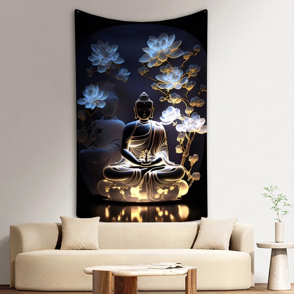 XxDeco Buddha Painting Tapestry Bohemian Witchcraft Printed Wall Hanging Carpet Cloth Sleeping Blanket Room Decor Yoga Mat