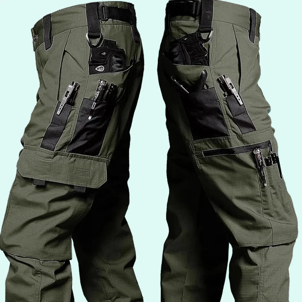 Outdoor Work Tactical Pants Mens Waterproof Cargo Trousers New Spring Multi-pocket Wear-Resistant Pants Hiking Training Overalls