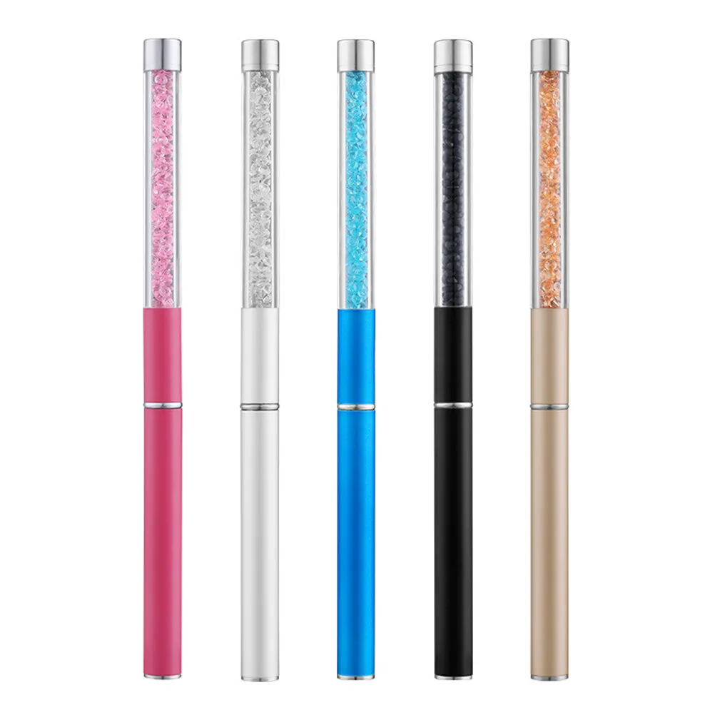 

Набор из 5 акриловых ручек-кистей для дизайна ногтей с ручкой, украшенной стразами, легкие, с длинной ручкой, для профессионального маникюра