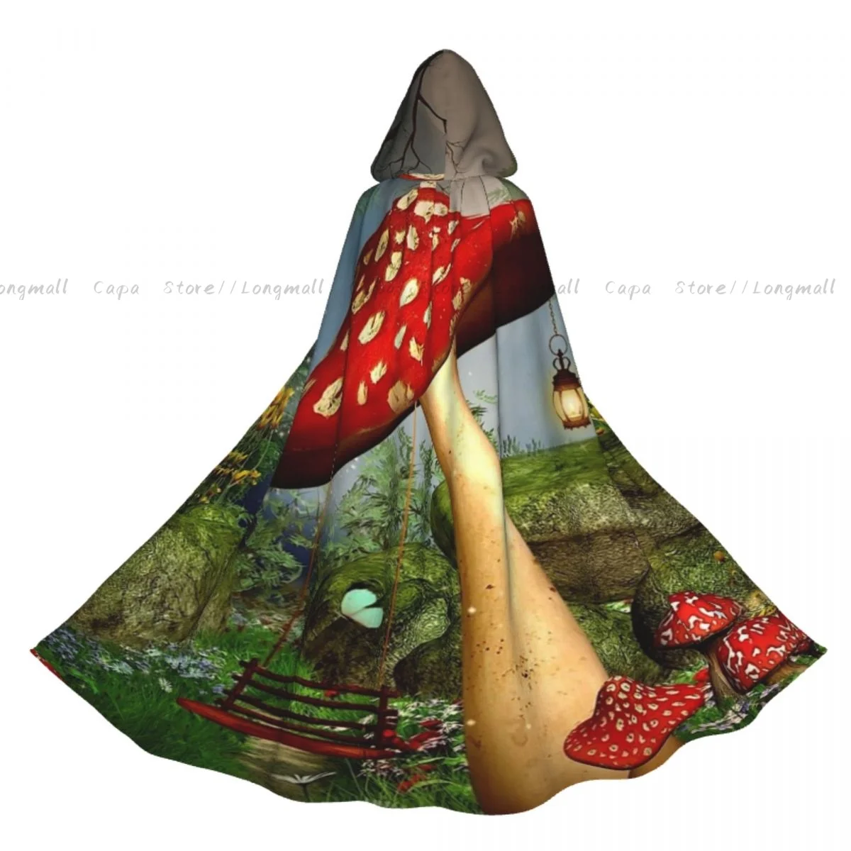 

Adult Vampire Cape Hooded Robe Mushroom Animation Halloween Cloak Full Length Cosplay