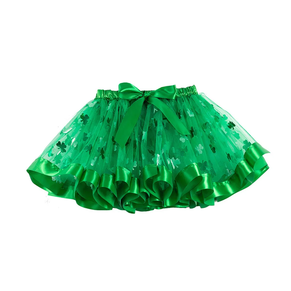 

Cute Design Tulle Skirt Set Stylish Sparkle Bow Kids Party Dress Up Outfit for Saint Patrick Day Celebration