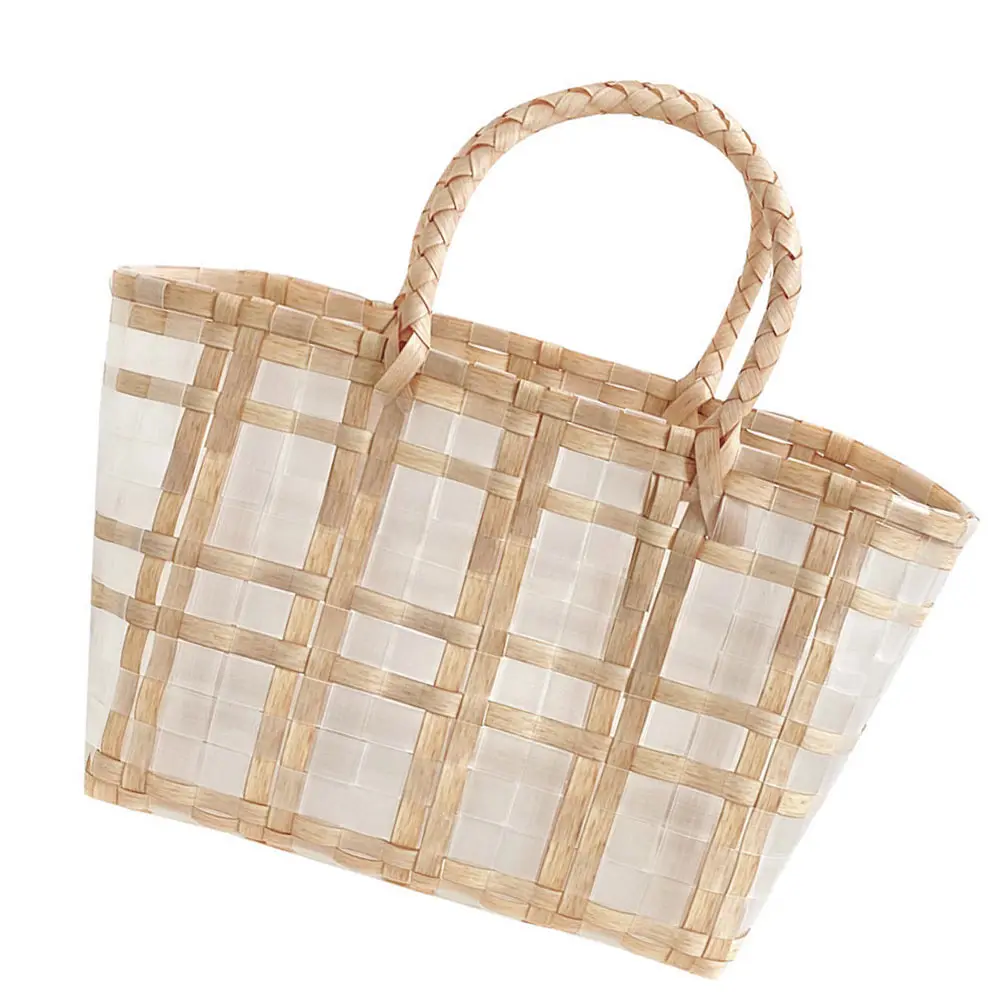 

Waterproof Basket Vegetables Shopping Storage Portable Hand Woven Baskets Tote