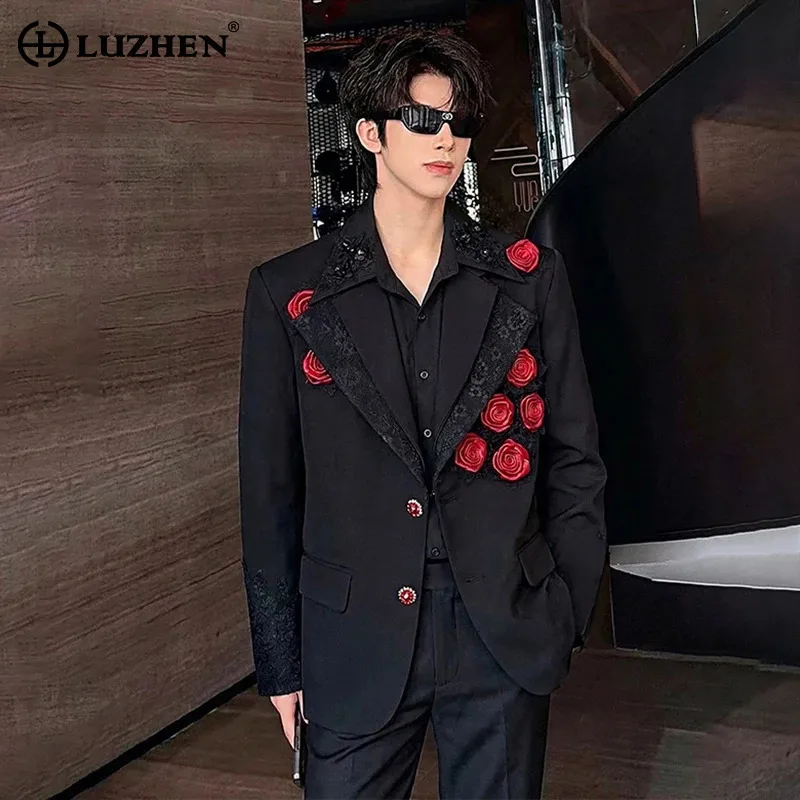 

LUZHEN 2026 Spring New Three-dimensional Patchwork Embroidery Pattern Blazer Coat Men's Fashion Handsome Casual Clothes JY6273