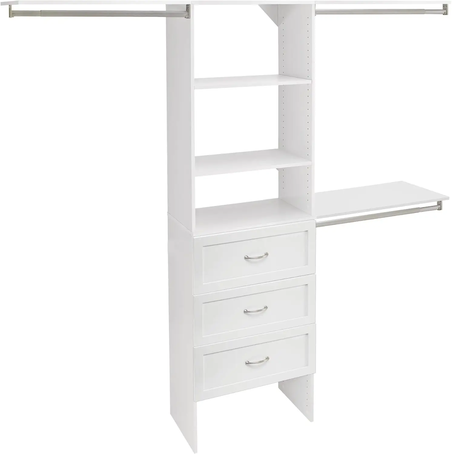 Closet Organizer with Shelves, 3 Drawers, 25-Inch-Pure White 14.7 x 120 x 82.46 inches