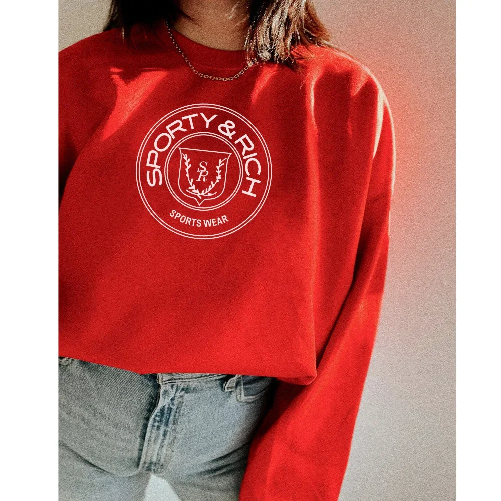 Sprot machen Sie Wellness-Buchstaben drucken 90er Jahre lose Baumwolle Sweatshirts Frauen rot Langarm lässig Pullover ins Mode Pullover