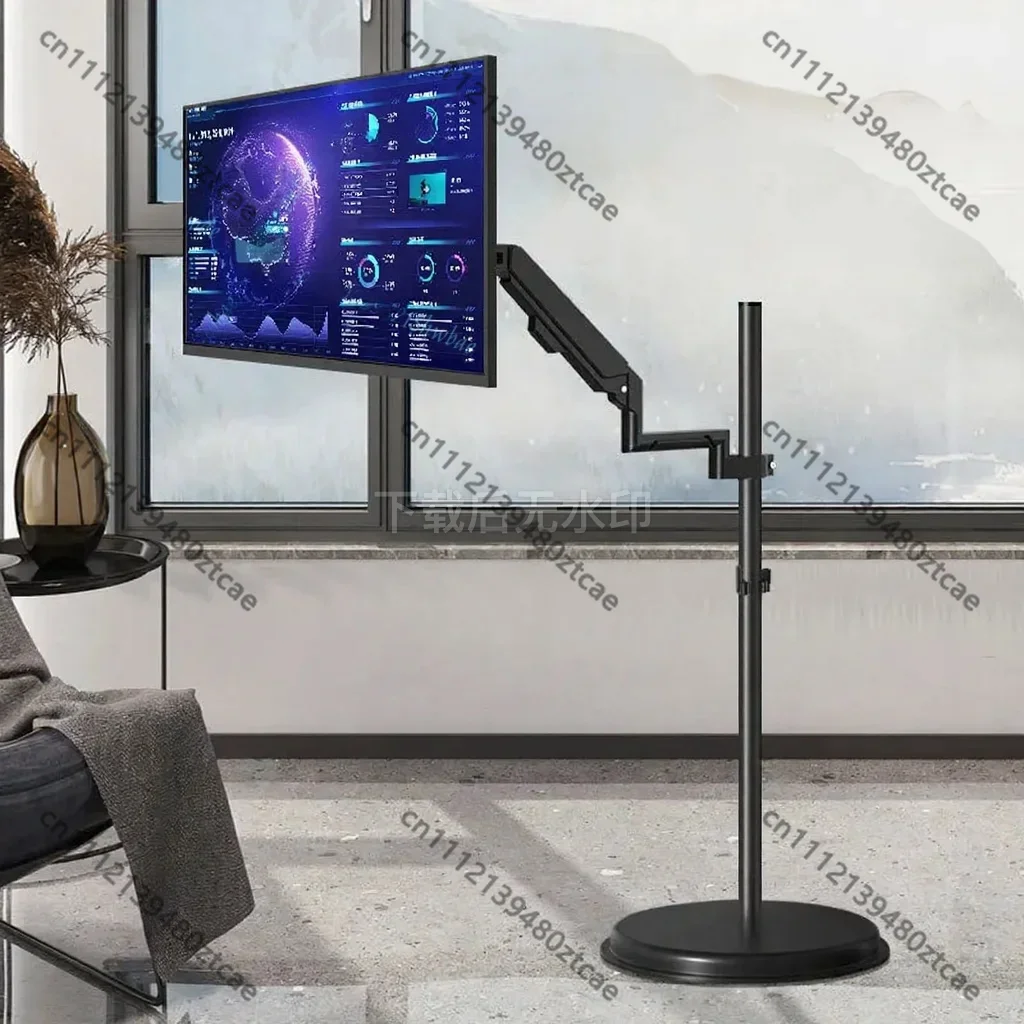 Pneumatic Monitor Stand, 90° Tilt, Cantilever, Horizontal & Vertical Screen Rotation
