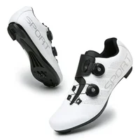 Zapatos de ciclismo para hombre y mujer, calzado blanco transpirable SPD con tacos autoblocantes, zapatos planos para bicicleta de montaña