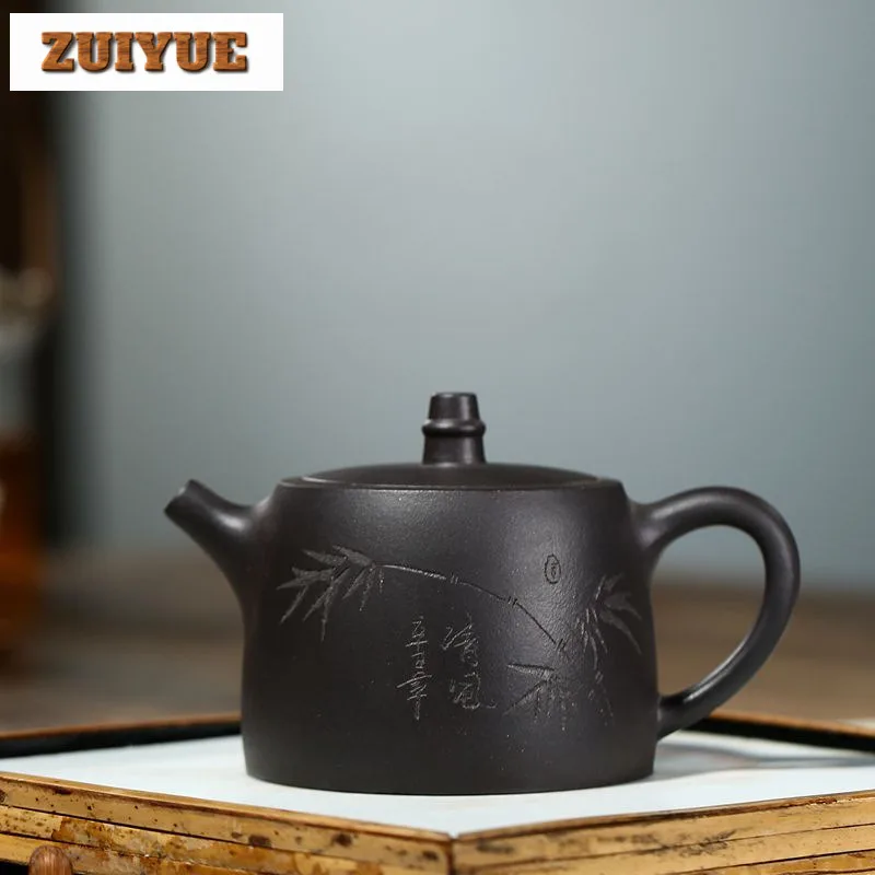 

250ml Boutique Yixing Purple Clay Teapots Handmade Handuo Pot Raw Ore Black Mud Tea Maker Kettle Zisha Teaset Drinkware Supplies