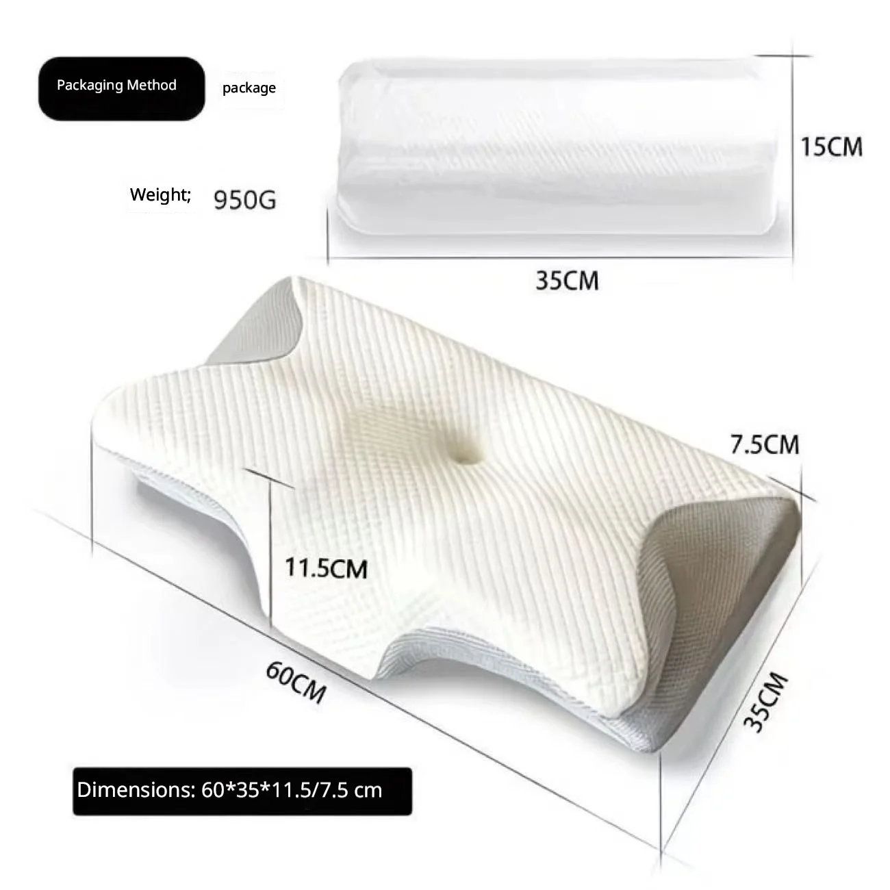 Cervical Memory Foam Pillow for Neck Pain Relief, Ergonomic Orthopedic Contour Support Pillow for Side, Back, Stomach Sleepers,