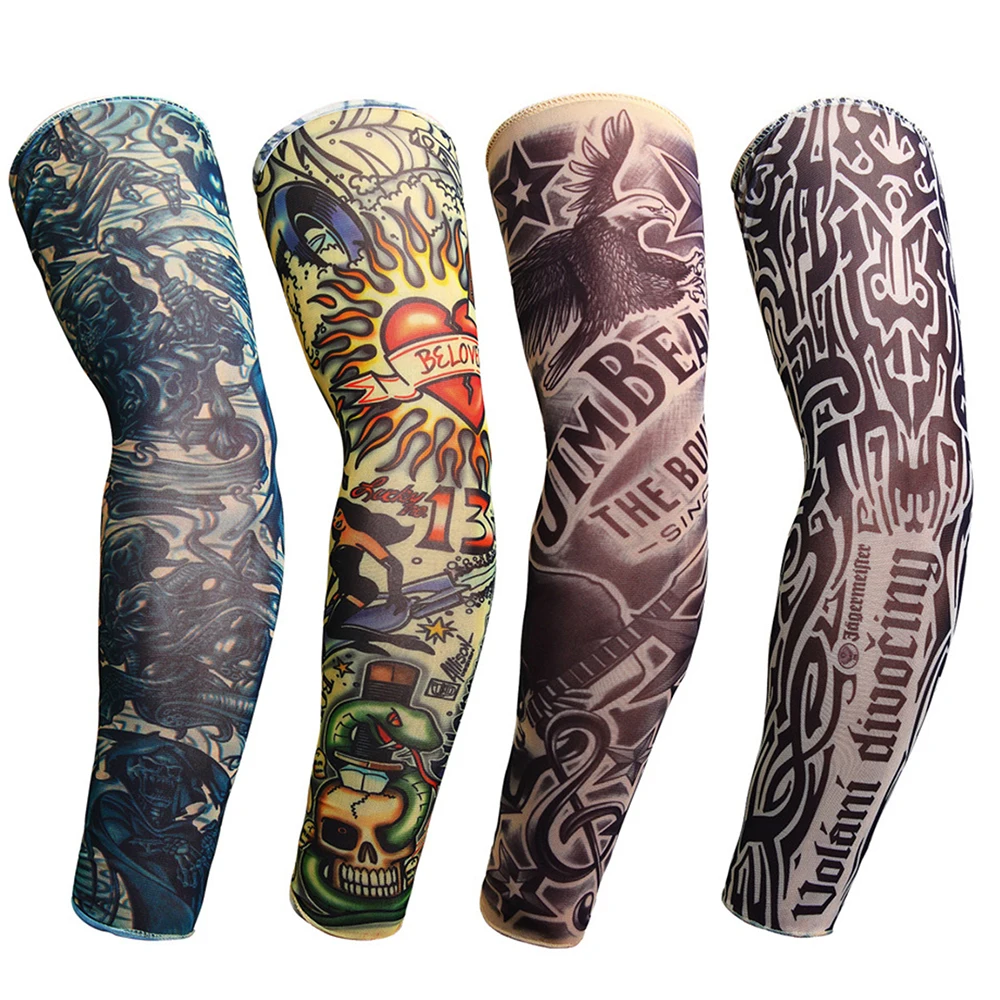 Tattoo Sleeve Man Woman Fake Tattoo Arm Warmers Elastic UV Protection Cool Printed Sun-proof Unisex Punk