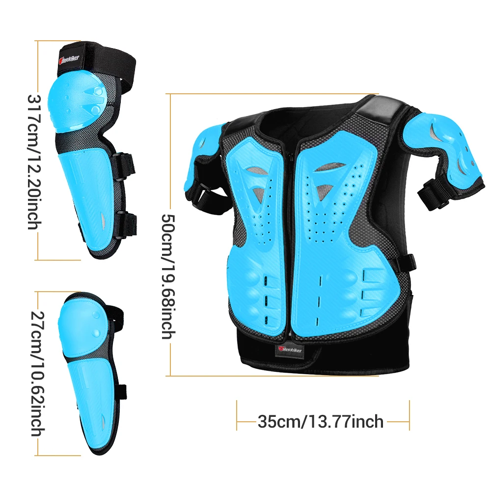 Children's Motorcycle Armor Vest Elbow Knee Pads Anti-Fall Motorbike Full Body Armor Motocross Riding Clothing Back Protection 6