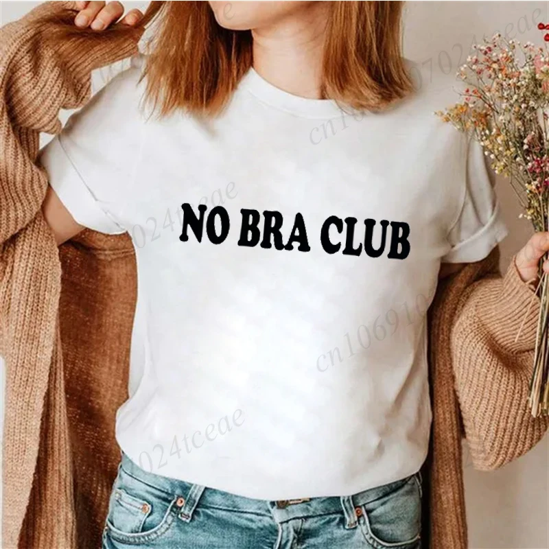 

Женские футболки с забавными буквами без бюстгальтера и клубным принтом, верхняя повседневная уличная одежда Y2k, летняя модная футболка с короткими рукавами, женская футболка