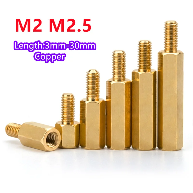 M2 M2.5 Hex Brass Male Female Standoff Board Rack Stud Hexagon Threaded Pillar PCB Column Motherboard Spacer Bolt Screw