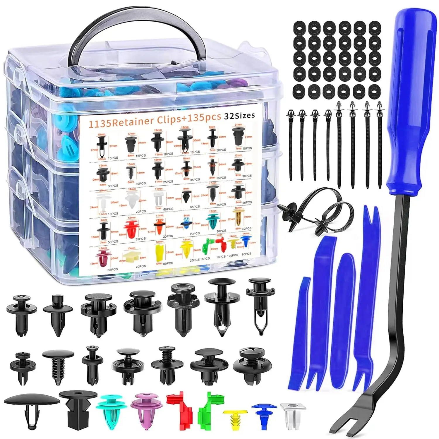 

1270 шт. комплект автомобильных фиксаторов с 32 размерами, пластиковыми креплениями, кабельными стяжками и инструментом для снятия GM Ford Benz Chevy