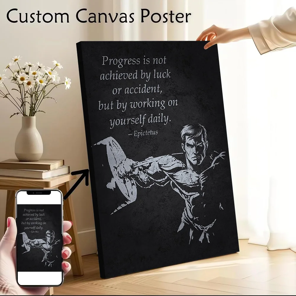 Progress - Gym Workout Motivational Canvas Poster Wall Art Customizable High Quality Printed Picture for Living Room Decorations