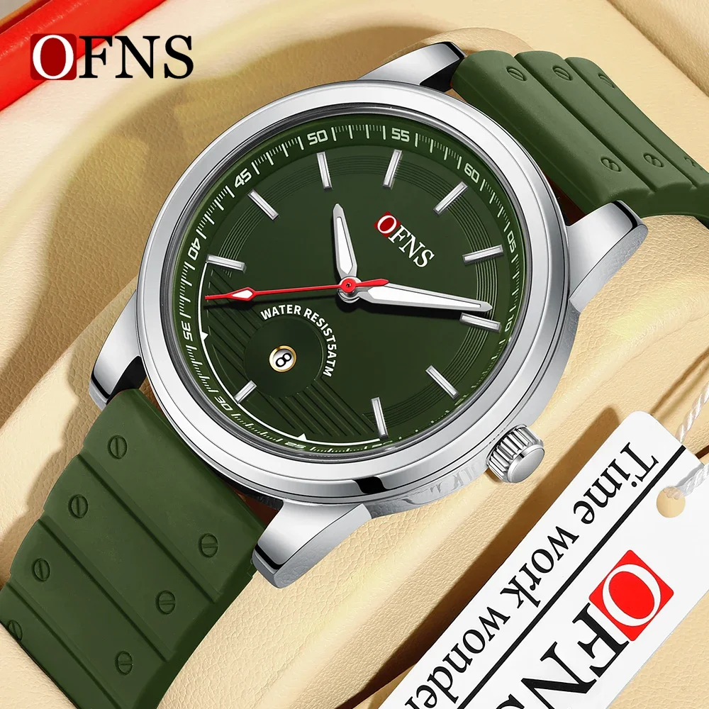 

OFNS brand 8028 fashionable casual men's and young student leisure scale nail quartz watch calendar waterproof men's watches