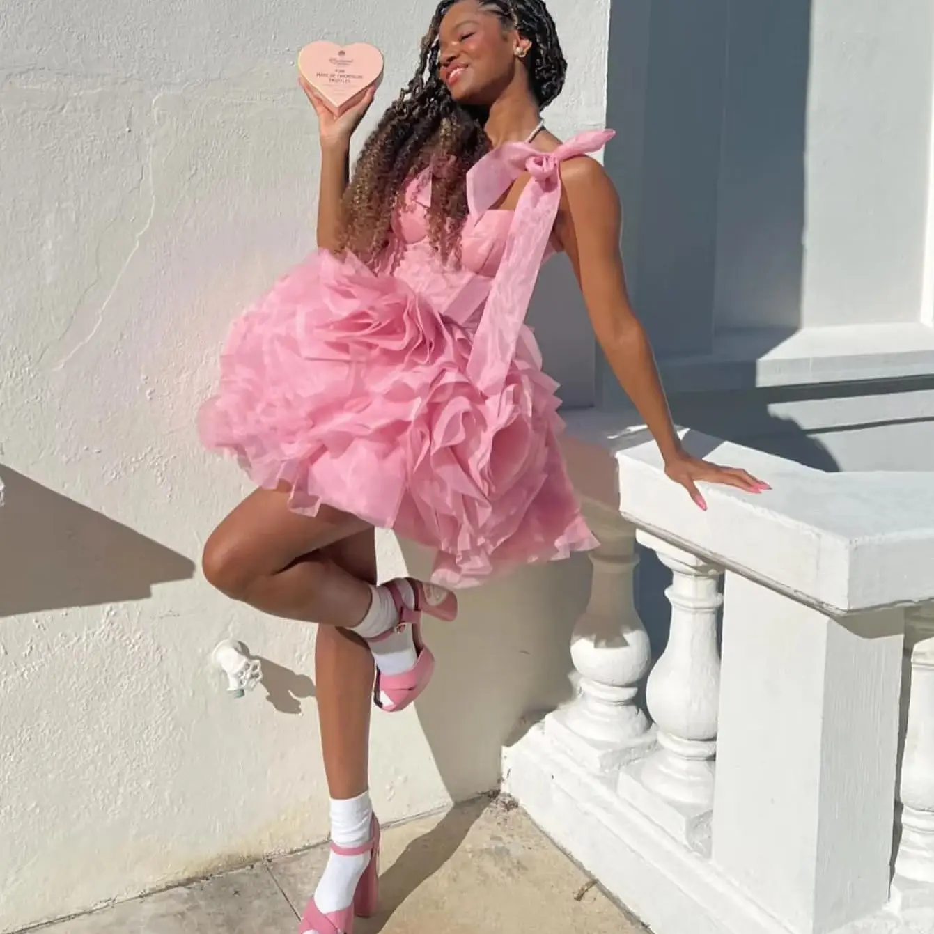 2025 حفلة عيد ميلاد جميلة ثلاثية الأبعاد زهرة فتاة فساتين قصيرة فستان الزفاف سويتي الوردي الأورجانزا بلوم المرأة فساتين ماكسي صغيرة #2