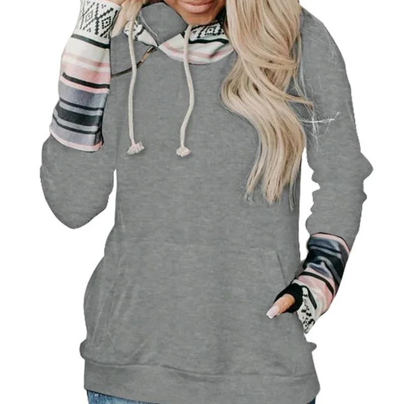 Frühling Herbst Frauen Hoodie Mode Persönlichkeit Straße Farbe Passenden Mit Kapuze Pullover Outdoor Freizeit Sport Lange-ärmeln Top