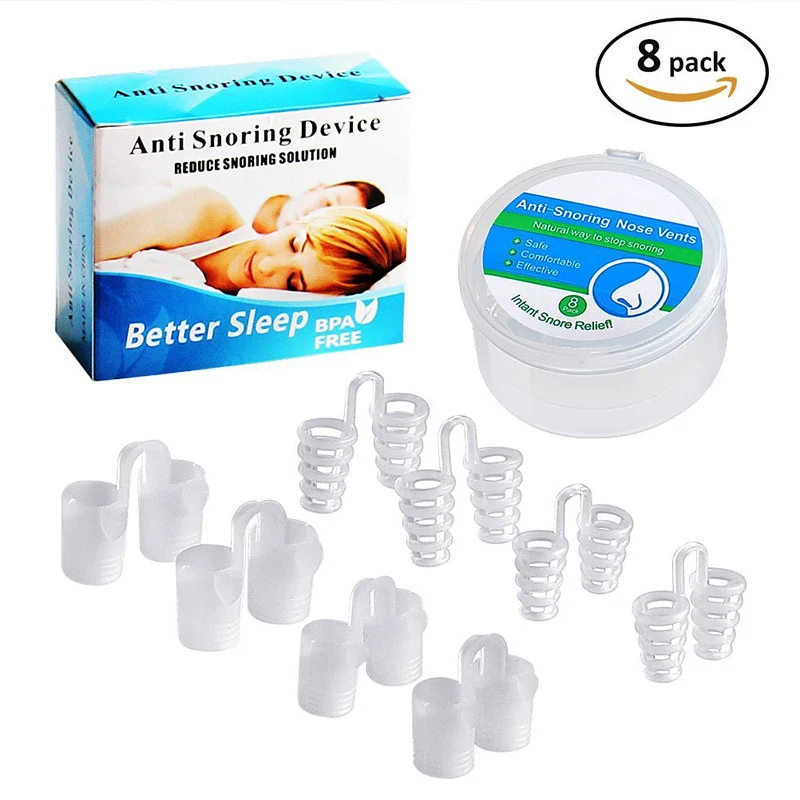 8 Pcs/Set Snoring Solution Anti Snoring Devices Professional Snore Stopper Nose