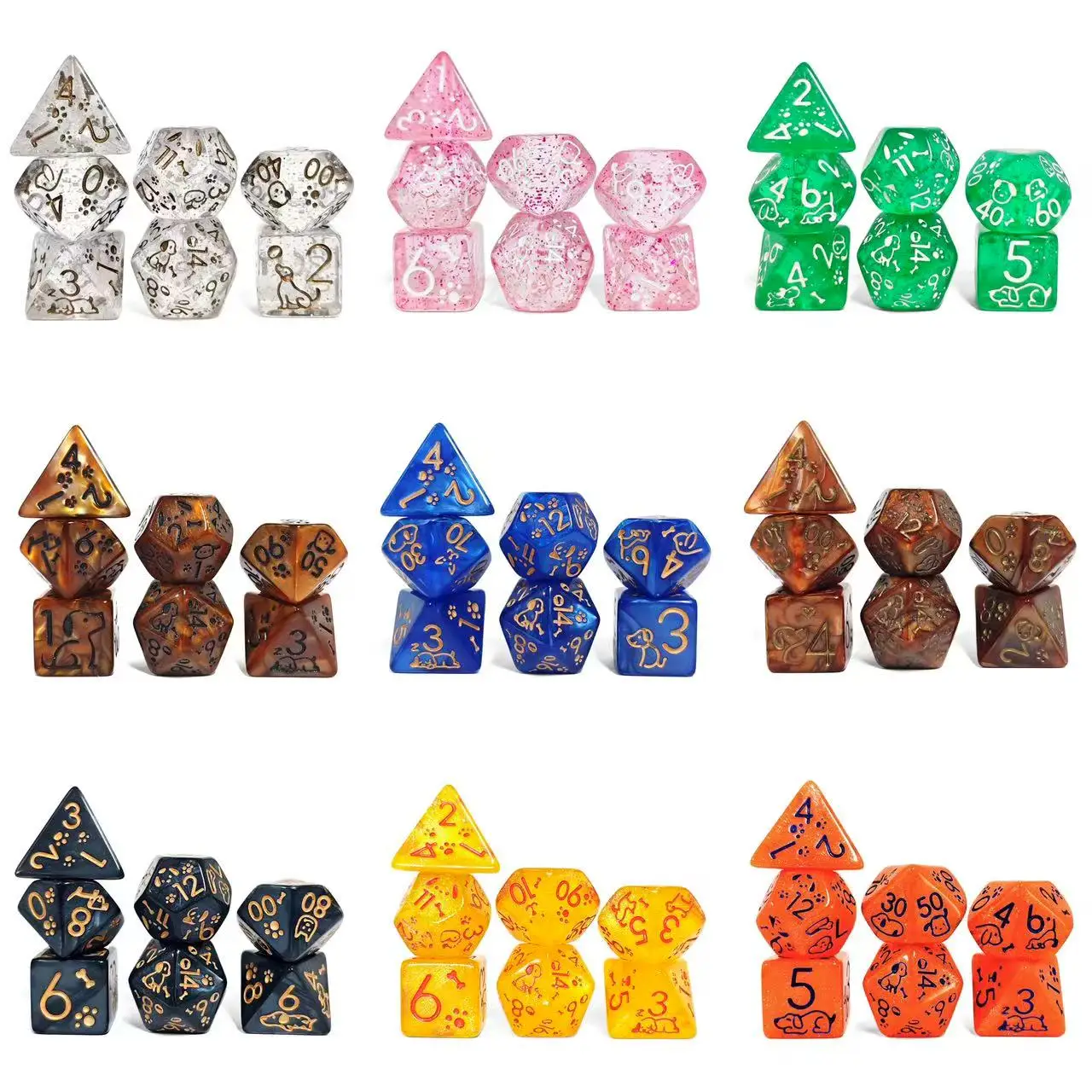 Cute Dog Acrylic Dice Set DND RPG TRPG Role Playing Games Dice Set for Dungeons and Dragons Games Decorat  Digital Dice Game Toy