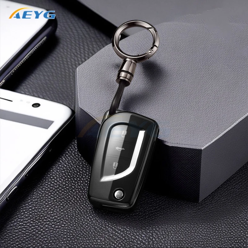 Modische TPU-Autoschlüsselhülle für Toyota Hilux Corolla Avensis Prado Fortuner RAV4 CHR Schützende Auto-Accessoires