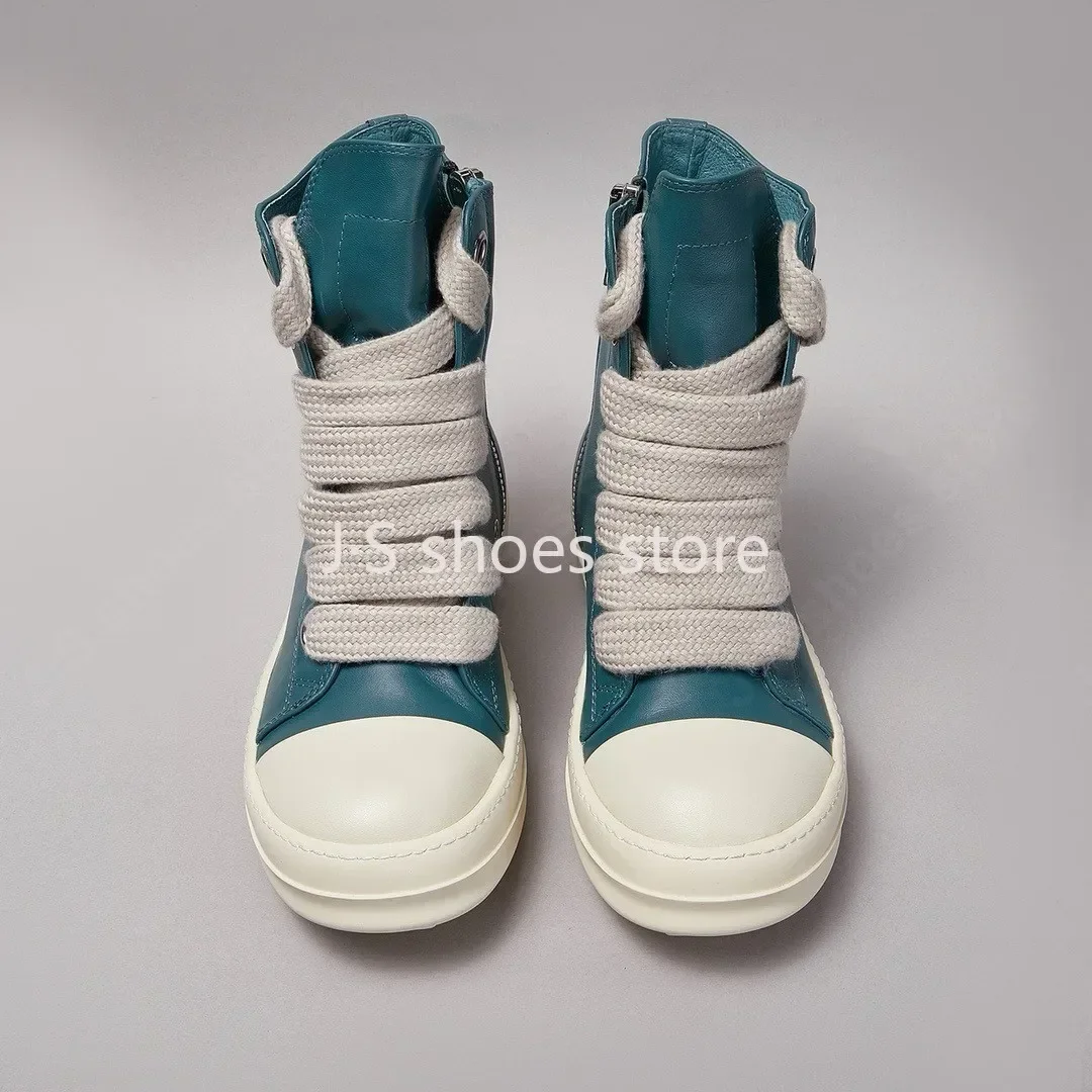 R-o الفاخرة الرجال حذاء رياضة سماوي جلد عالية أعلى حذاء النساء الأحذية جامبو الأربطة حذاء كاجوال جلد البقر أحذية رياضية حذاء بوت بطول الكاحل