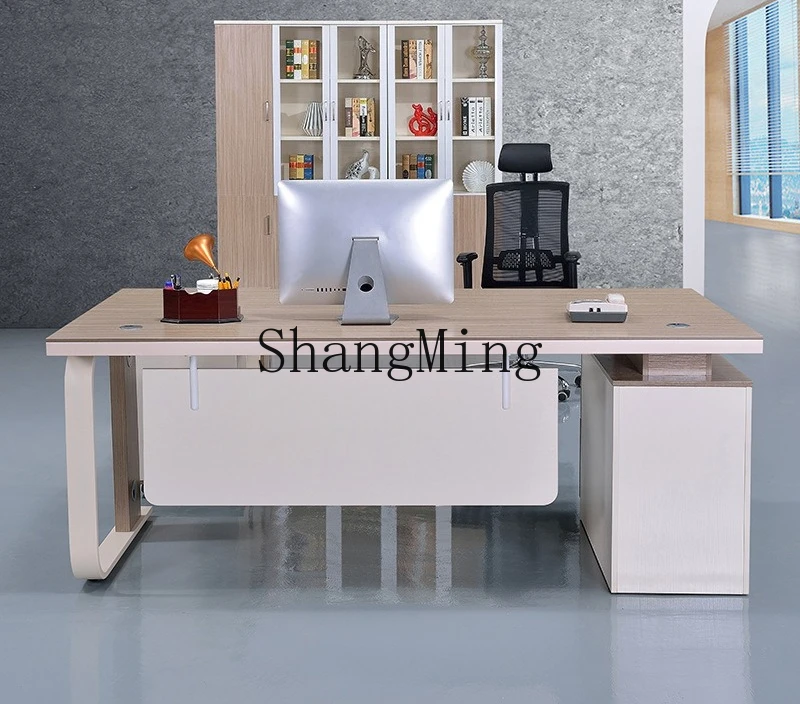 SM simples e moderno mesa de escritório e cadeira combinação escritório nova luz chinesa luxo chefe mesa